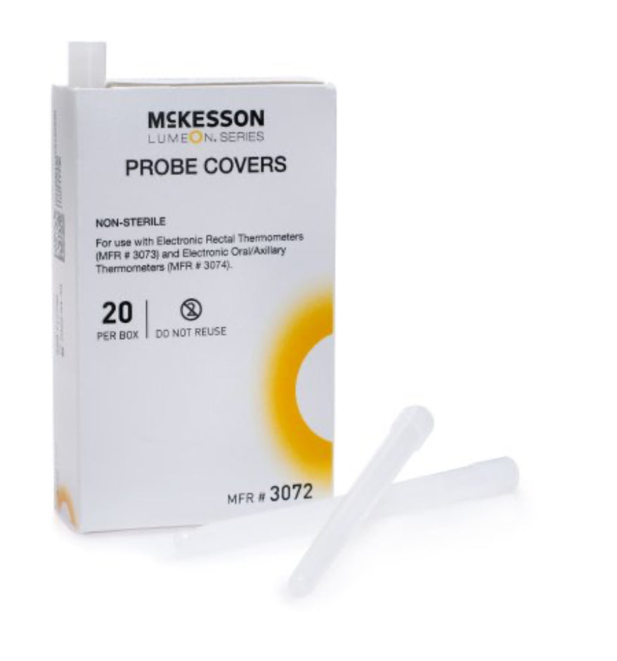 Axillary / Oral / Rectal Thermometer Probe Cover McKesson LUMEON™ For use with LUMEON® Oral / Axillary and Rectal Electronic Thermometers 500 per Box